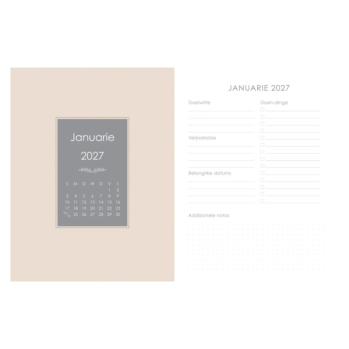 2027 18-Maande Dagbeplanner vir Vroue - Wees Stil en Weet - Kunsleer met Rits - Image 2