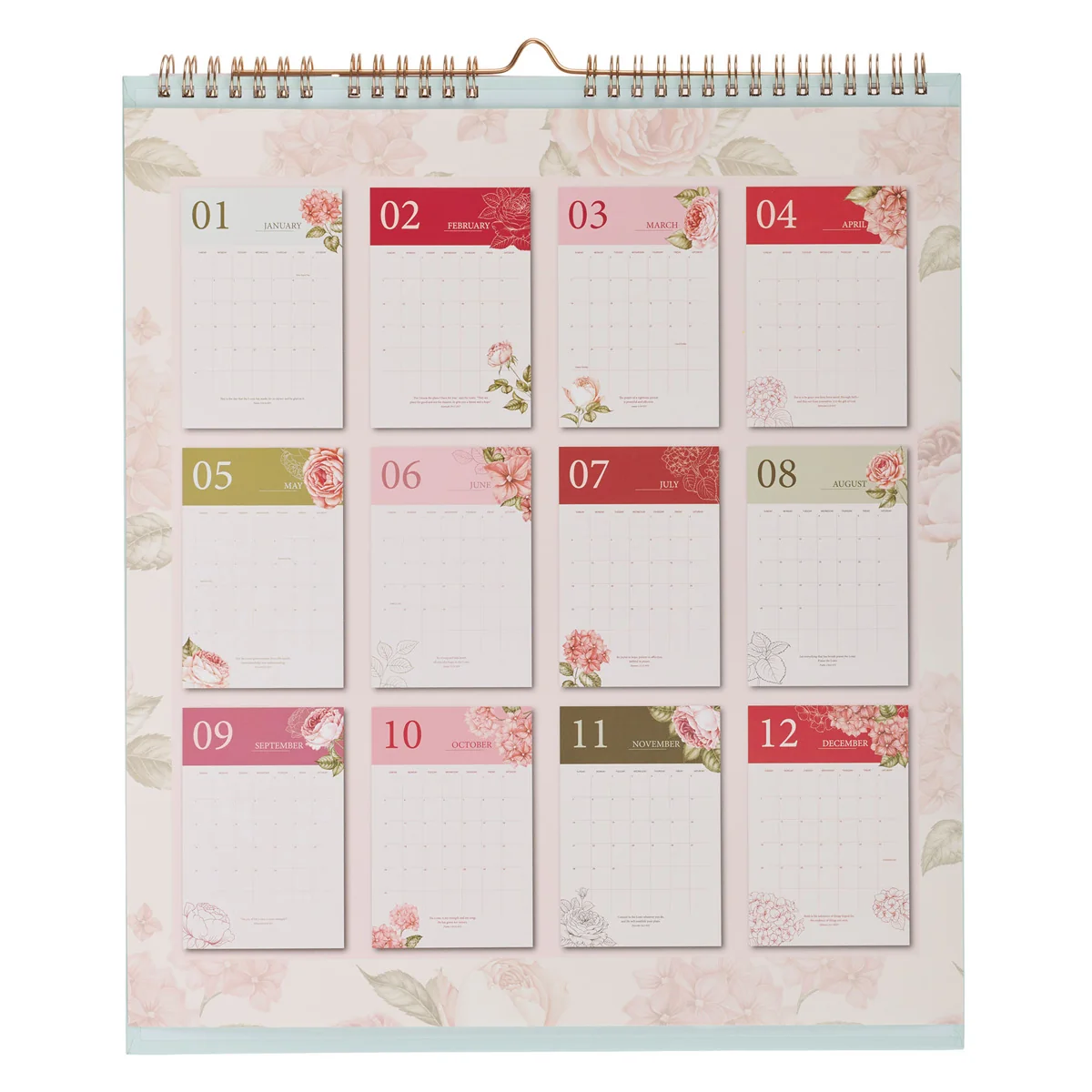 2027 Calendar and Stationery Set with Pen - Rose and Hydrangeas - Image 3