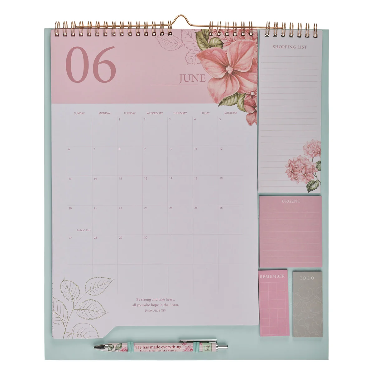 2027 Calendar and Stationery Set with Pen - Rose and Hydrangeas - Image 5