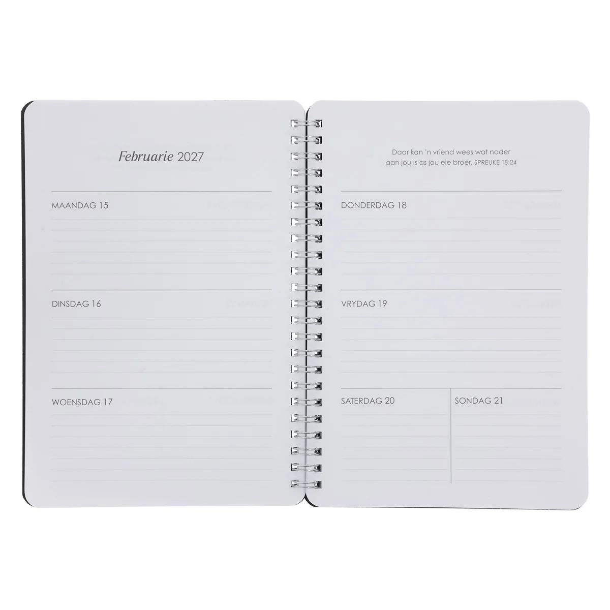 2027 Dagboek - Dagbeplanner - Niks Is Onmoontlik vir God Nie - Ringbind - Image 6