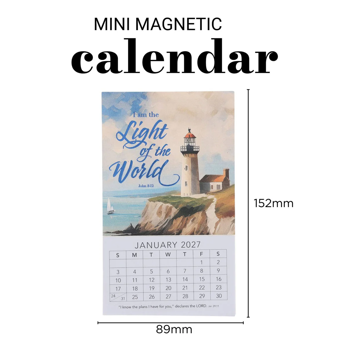 2027 Mini Magnetic Calendar - I Am the Light of the World - Image 3