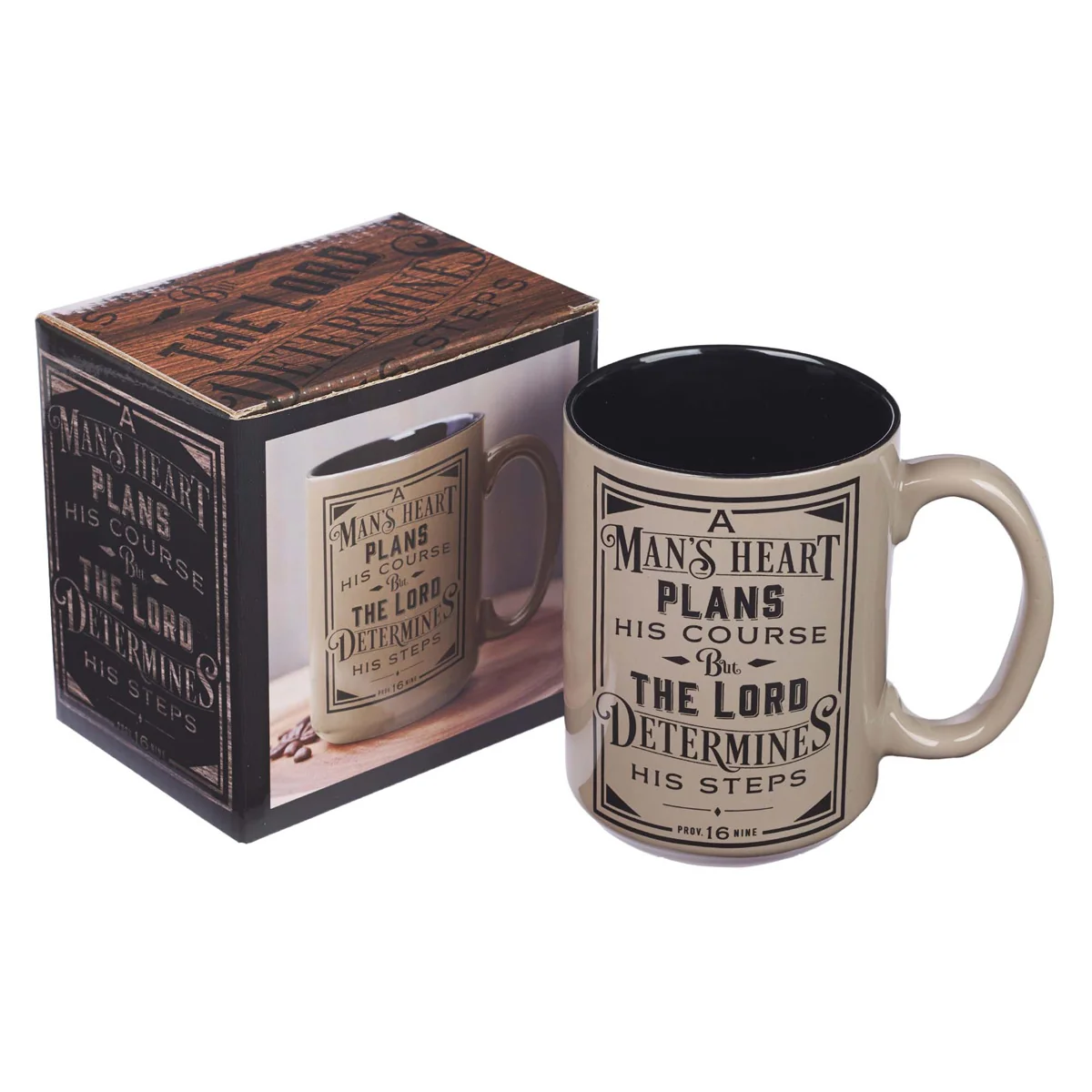 A Man's Heart Plans His Course Brown Ceramic Mug - Proverbs 16:9 - Image 3