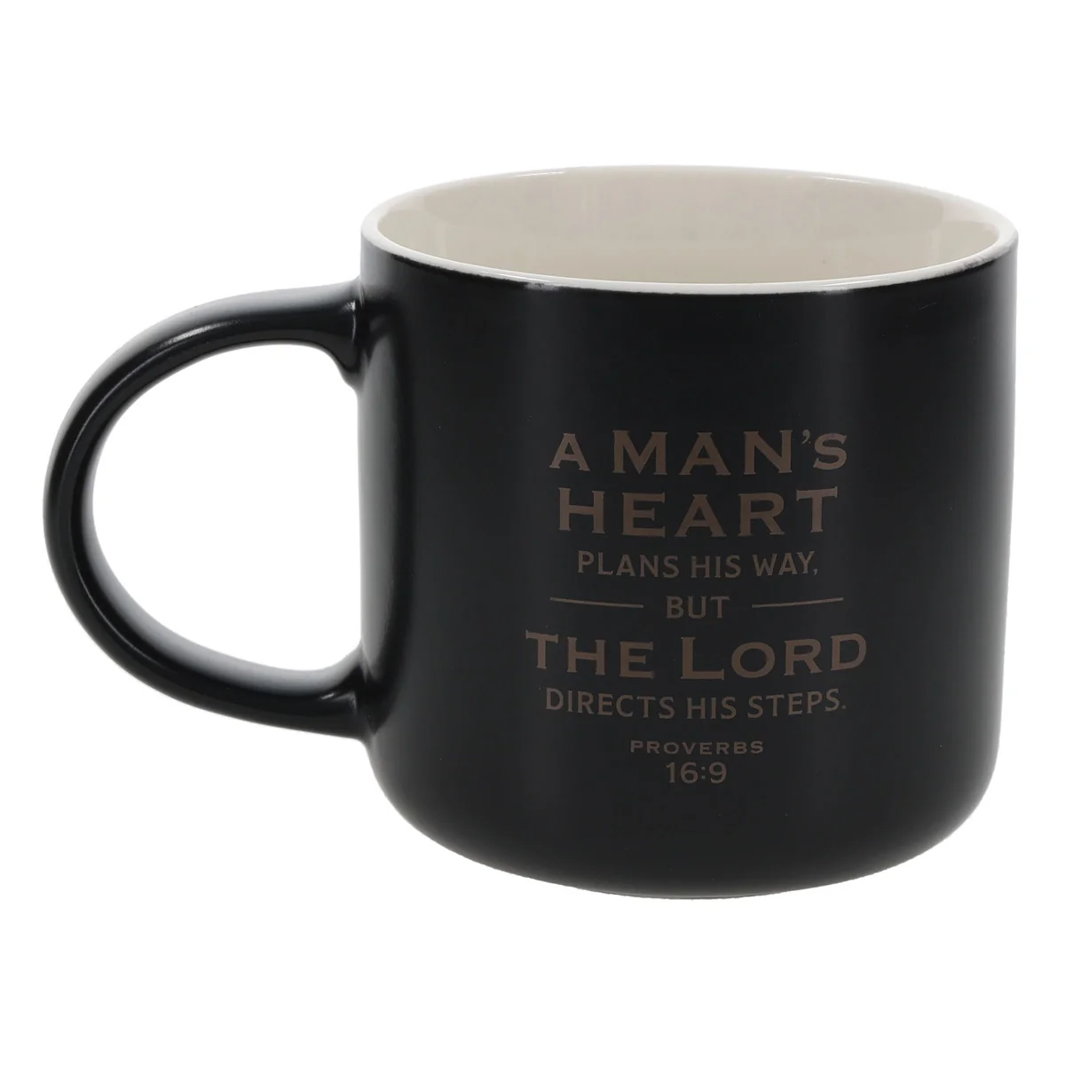 A Man's Heart Plans His Way But the Lord Directs His Steps Black Ceramic Mug - Image 2