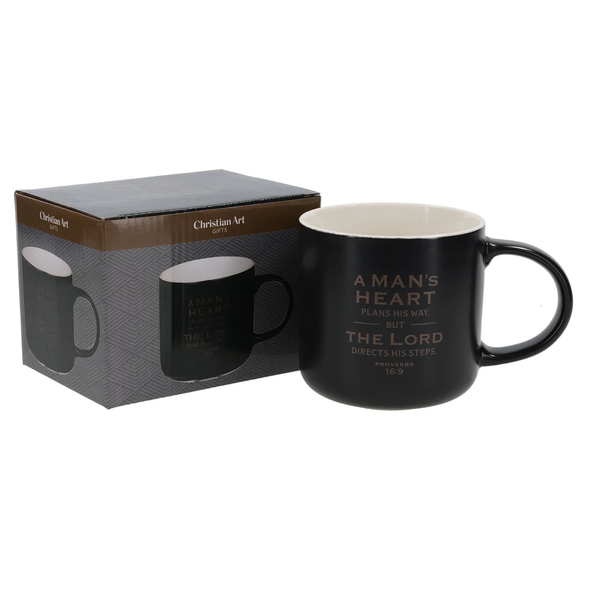 A Man's Heart Plans His Way But the Lord Directs His Steps Black Ceramic Mug - Image 4