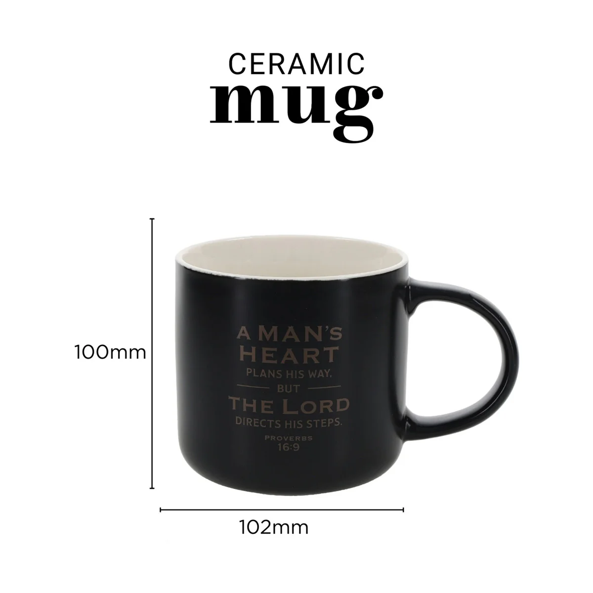 A Man's Heart Plans His Way But the Lord Directs His Steps Black Ceramic Mug - Image 5