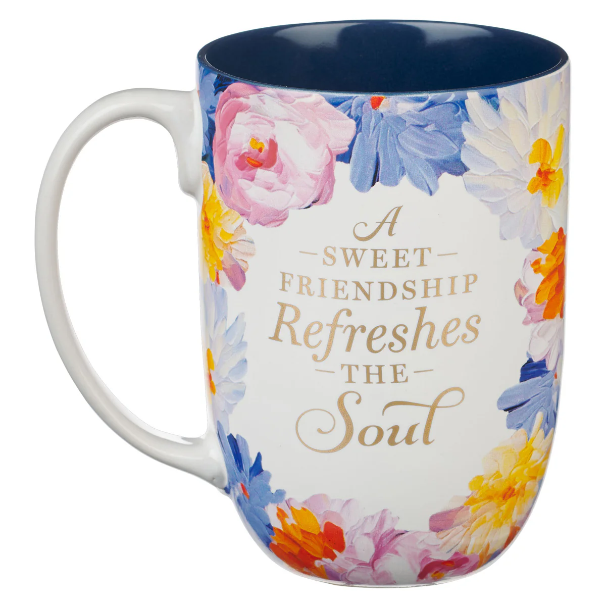A Sweet Friendship Refreshes the Soul Painted Floral Ceramic Mug - Image 2