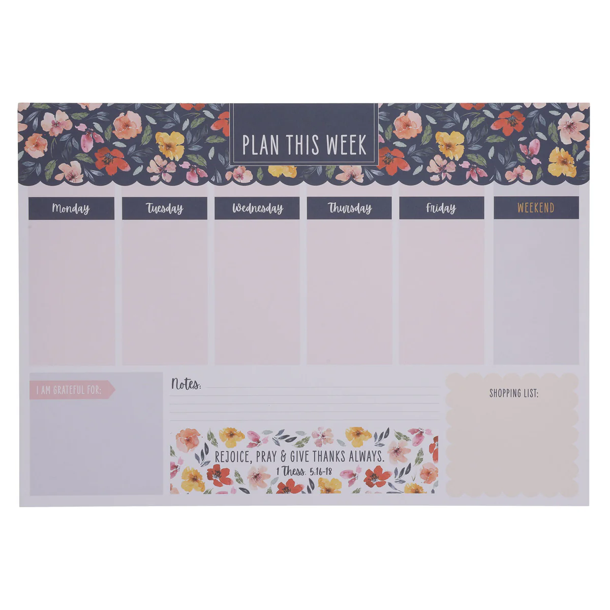 A3 Weekly Desk Planner - Rejoice, Pray and Give Thanks Always