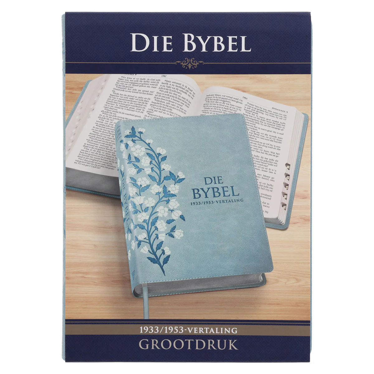 Afrikaans 1933/1953 Vertaling Ligblou met Blomme Kunsleer Bybel Grootdruk - Image 7