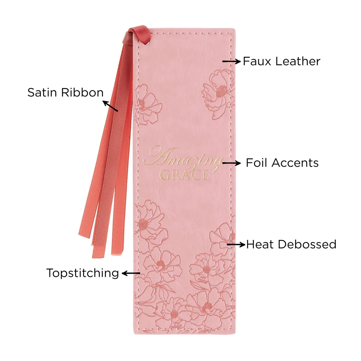 Amazing Grace Pink Faux Leather Bookmark - Image 3