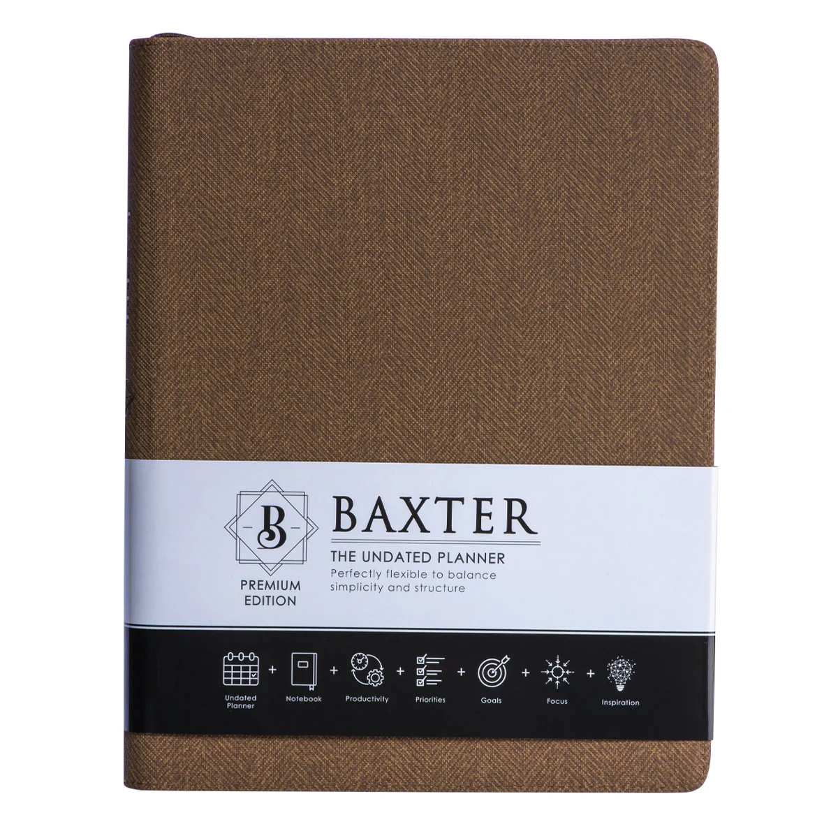 Baxter Undated Planner Large Premium Edition Brown (Durable Synthetic Fibre Flexcover With Zip) - Image 3