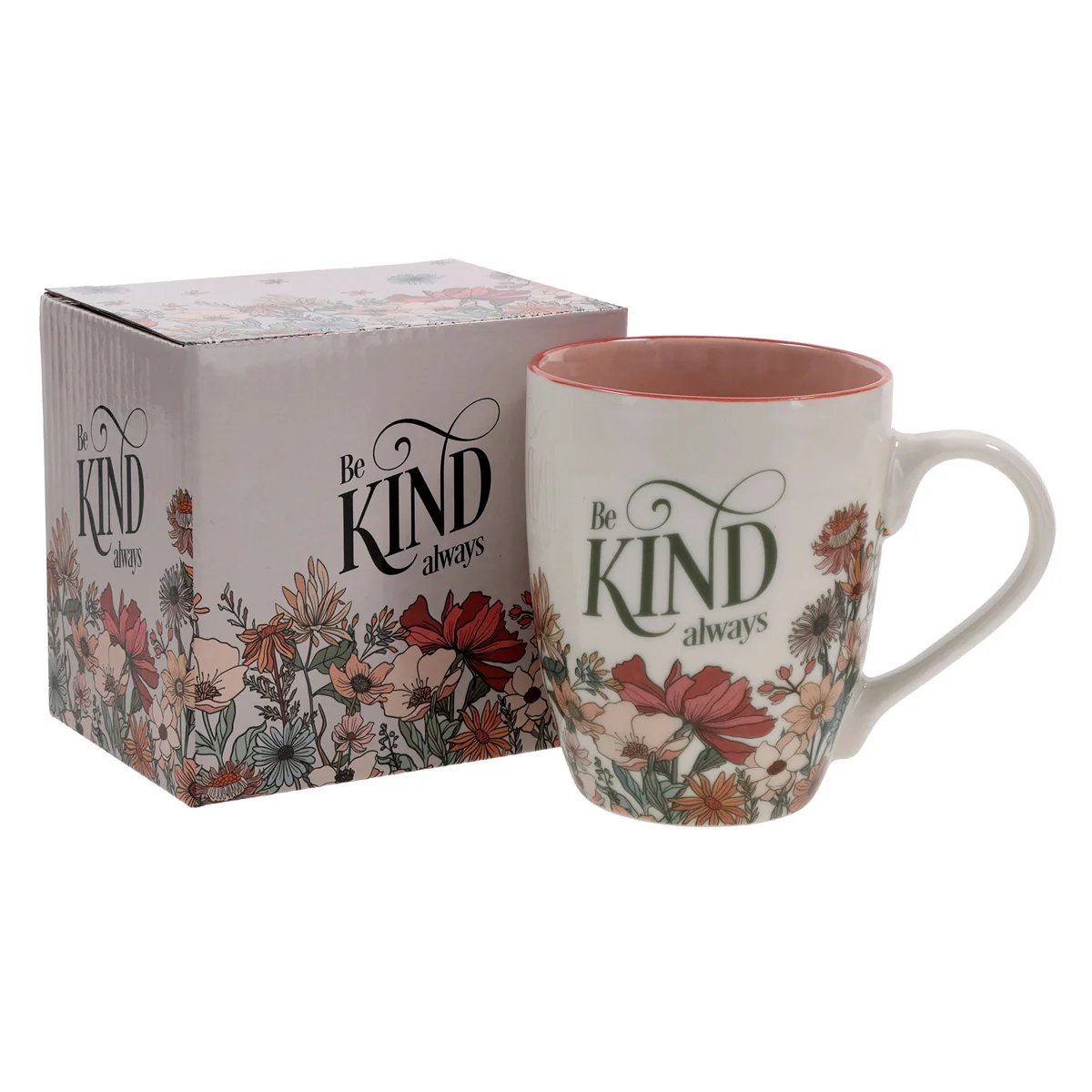 Be Kind Always Ceramic Mug with Pink Interior - Image 4