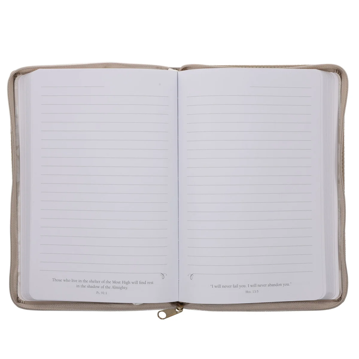 Be Still and Know Floral Beige Faux Leather Journal with Zipped Closure - Image 3
