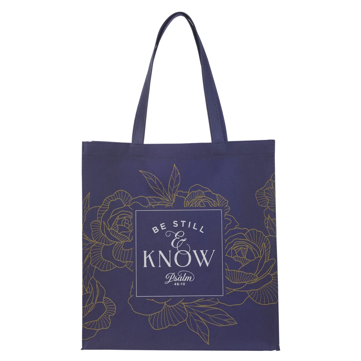 Be Still and Know Navy Non-Woven Tote Bag - Image 2