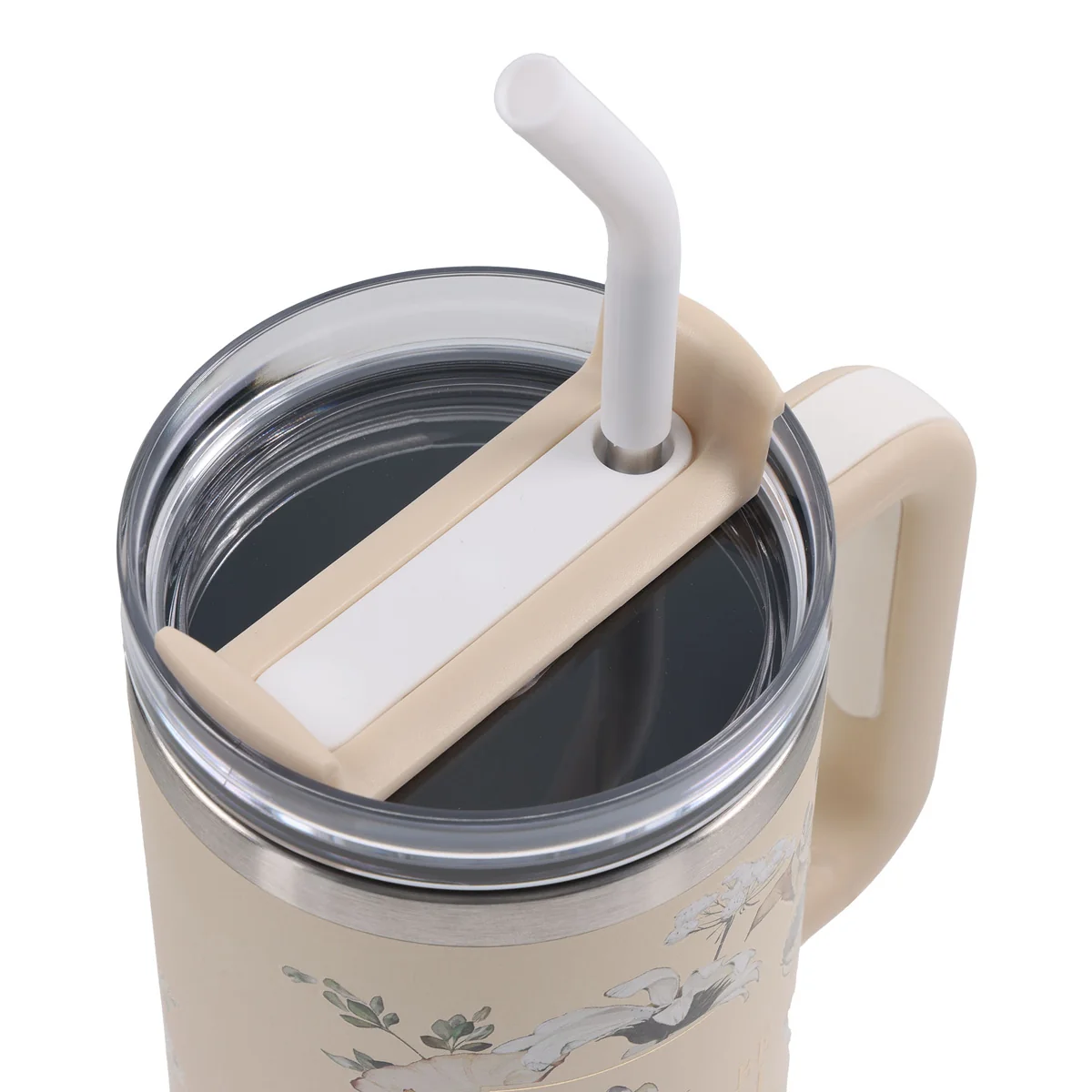 Be Still and Know That I Am God Large Stainless Steel Mug with Handle and Straw - Image 3