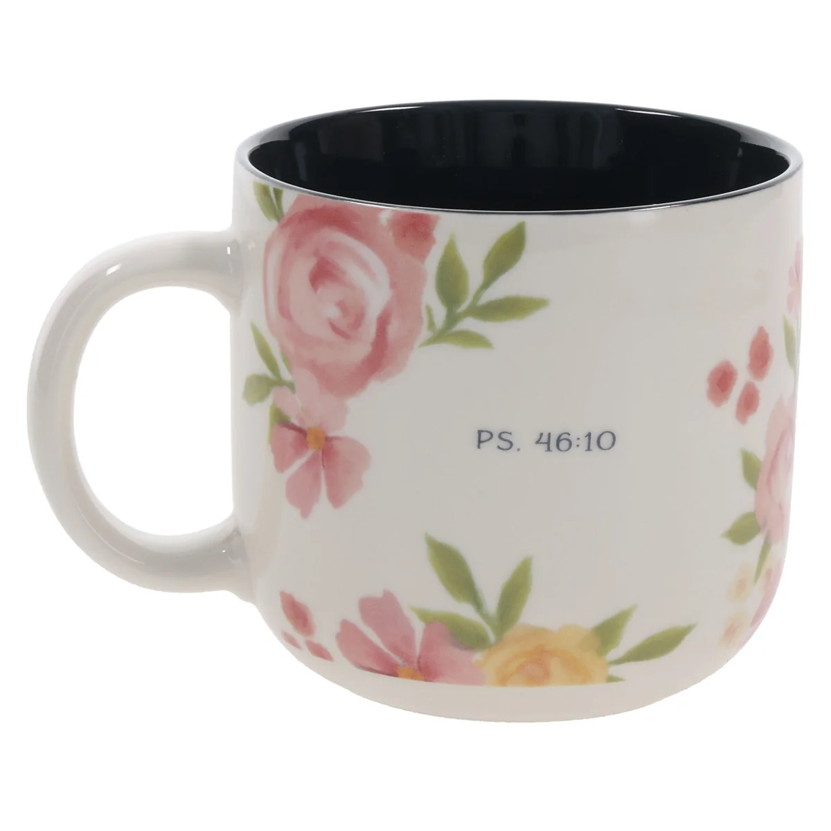 Be Still and Know That I Am God White Ceramic Mug with Navy Interior - Image 2