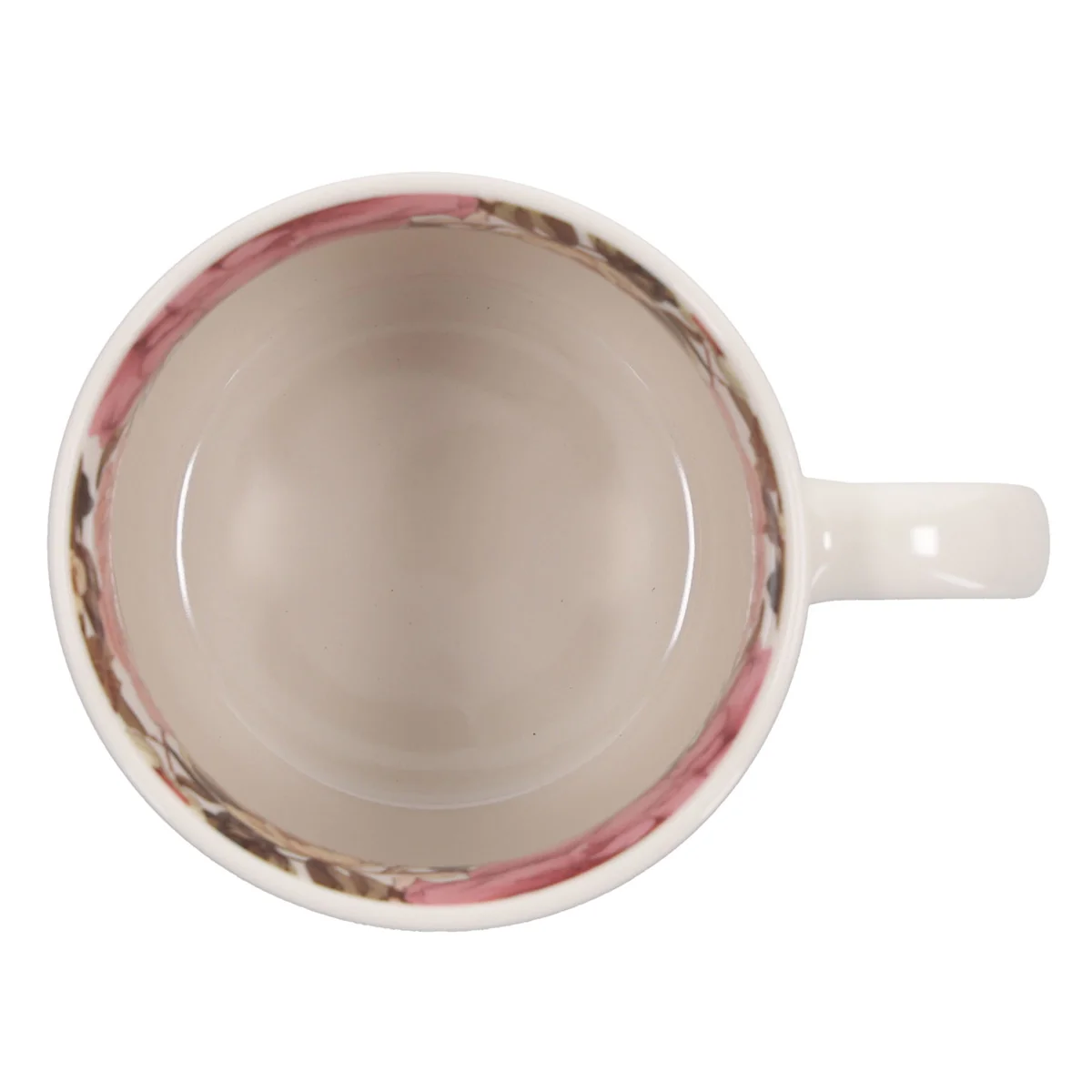 Be Strong and Courageous White Ceramic Mug with Floral Interior - Image 3