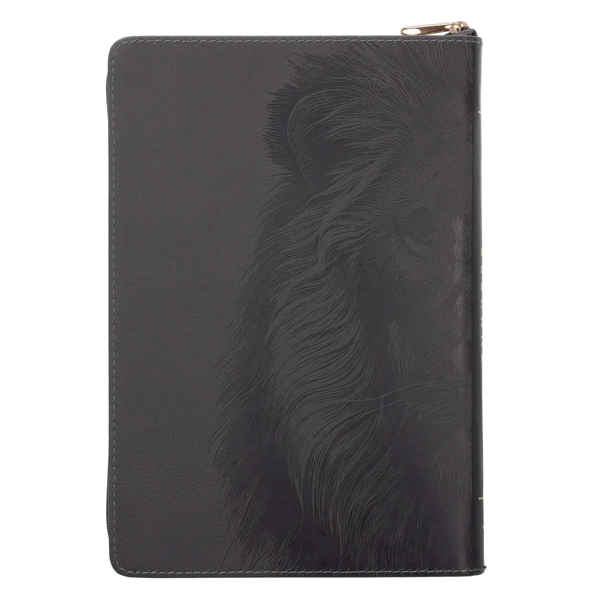 Be Strong in the Lord and in His Mighty Power Grey Lion Faux Leather Journal with Zipped Closure - Image 2