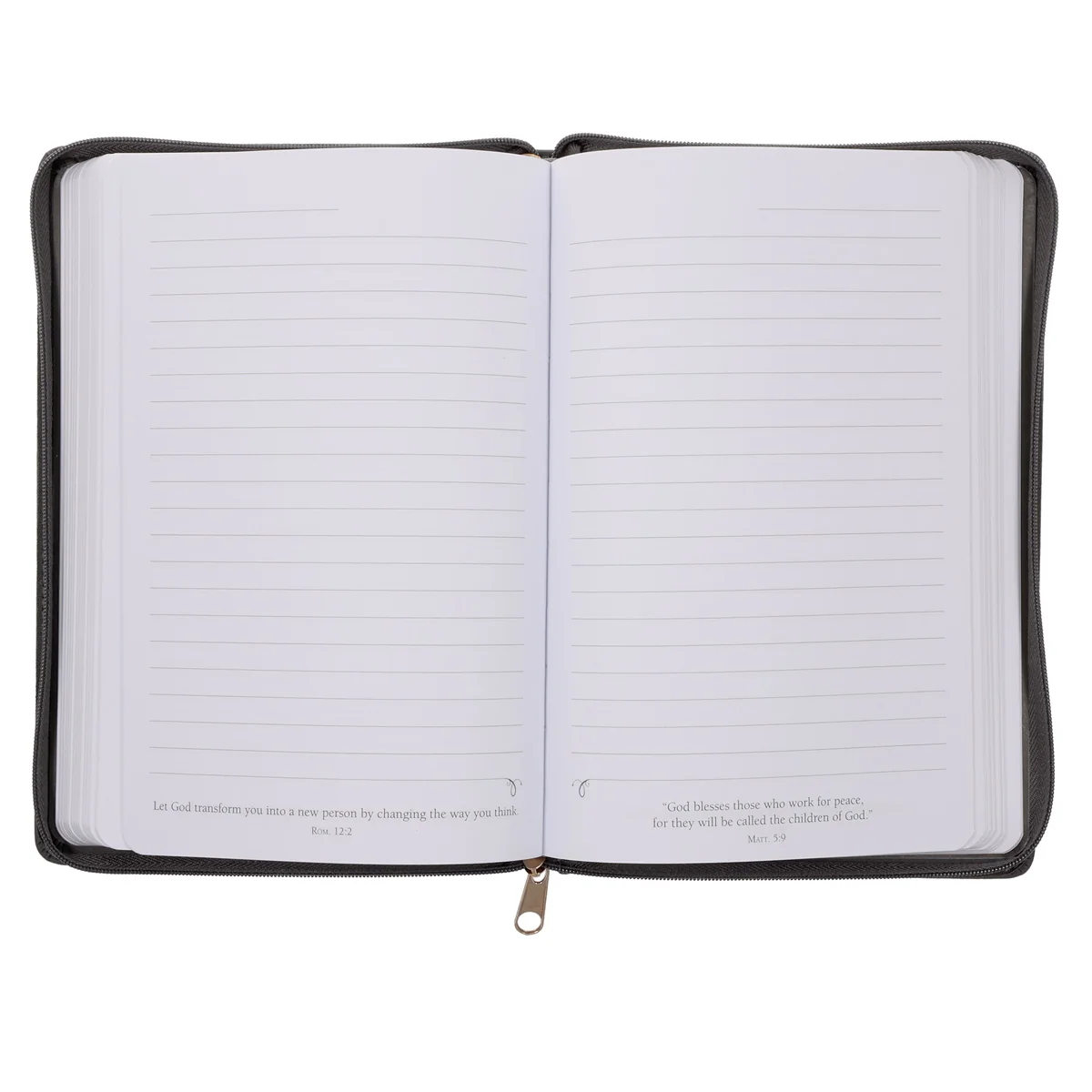 Be Strong in the Lord and in His Mighty Power Grey Lion Faux Leather Journal with Zipped Closure - Image 3