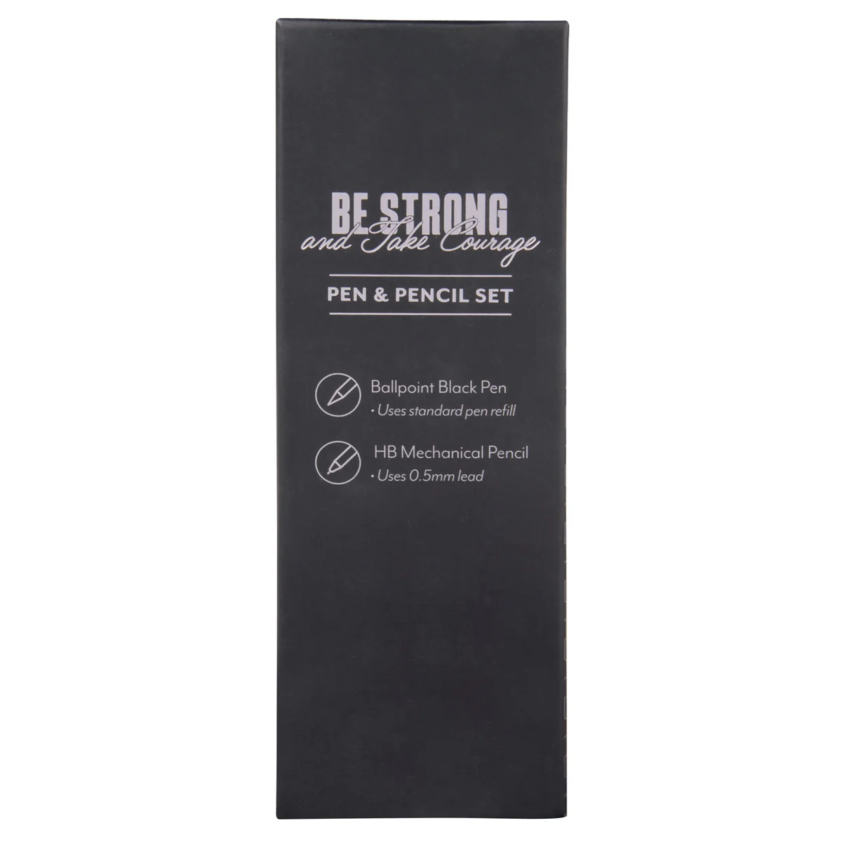 Be Strong, Take Courage Executive Black Pen and Pencil Set - Image 2