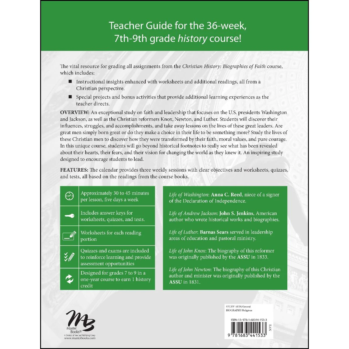 Christian History: Biographies Of Faith Teacher Guide (Paperback) - Image 2