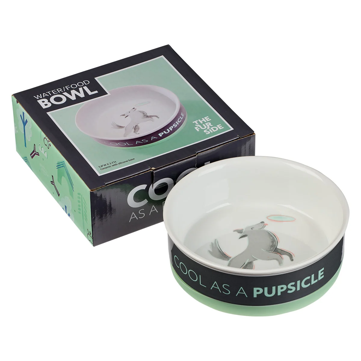 Cool As A Pupsicle Grey Small Ceramic Pet Bowl - Image 3