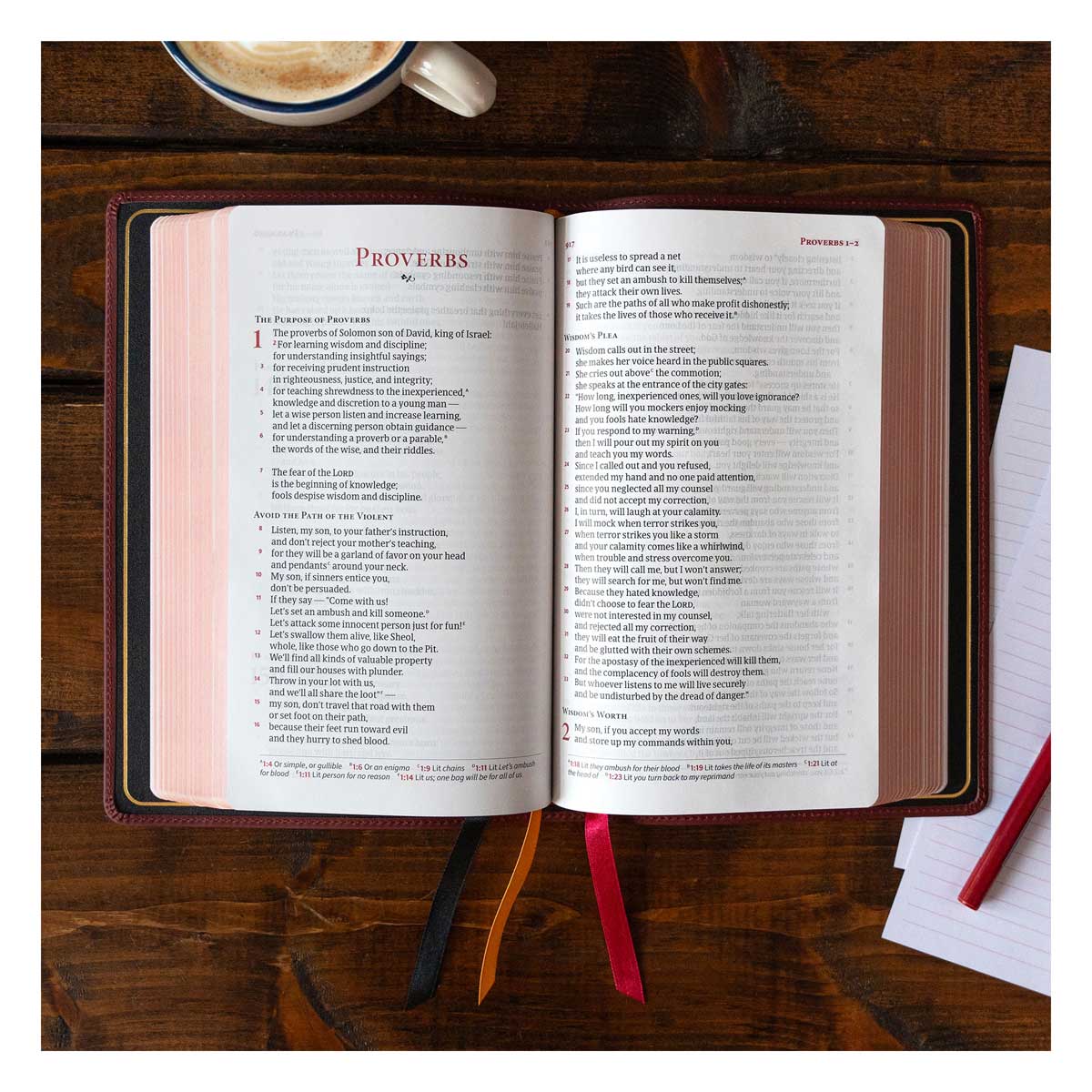 CSB Marbled Burgundy Genuine Leather Single-Column Personal Size Handcrafted Bible - Image 2