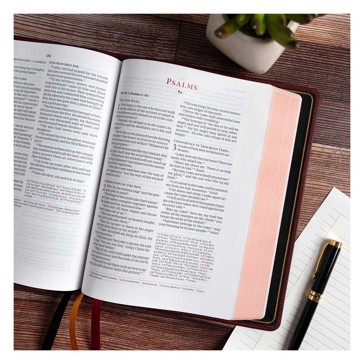 CSB Marbled Burgundy Genuine Leather Verse-by-Verse Reference Handcrafted Bible - Image 3