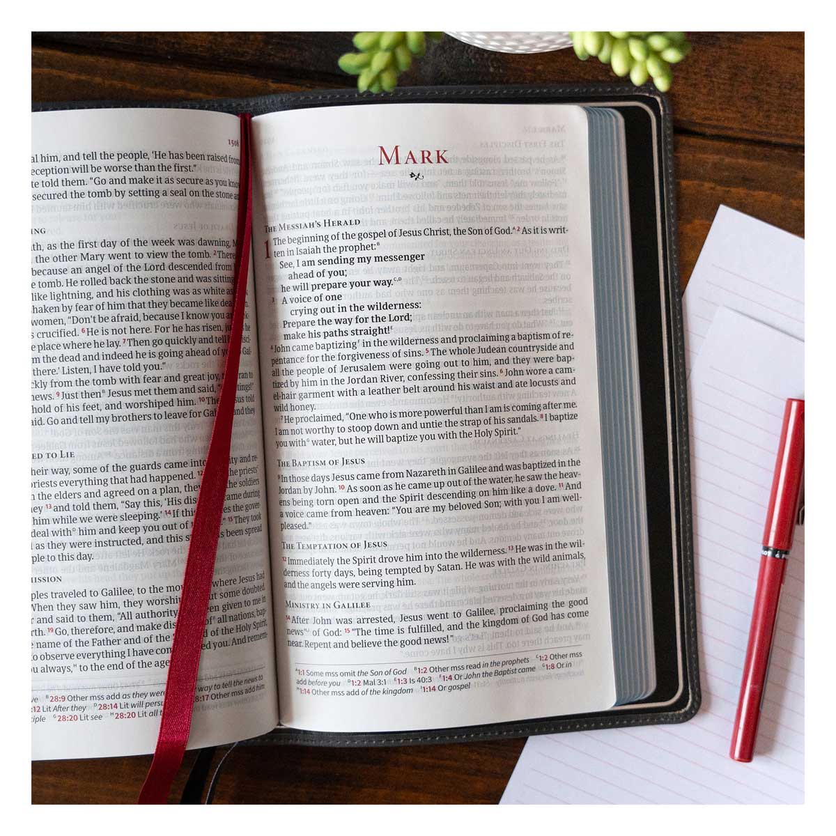 CSB Marbled Slate Genuine Leather Single-Column Personal Size Handcrafted Bible - Image 2