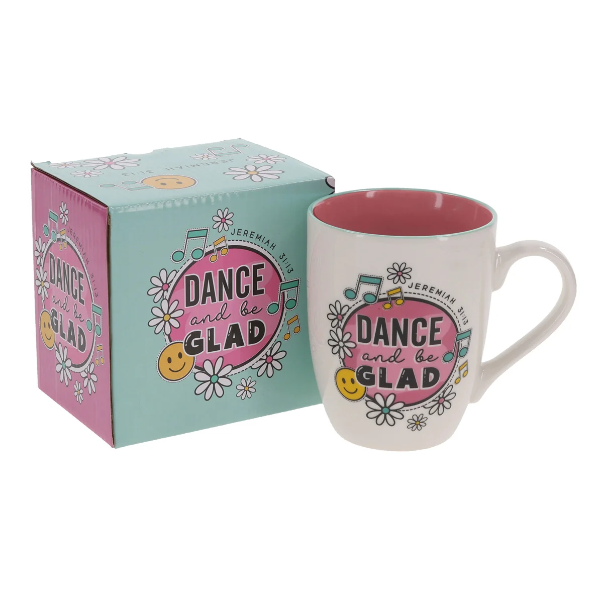 Dance and Be Glad Pink Interior Ceramic Mug - Image 3