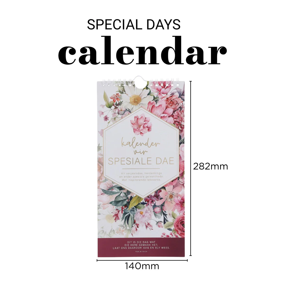 Dit Is die Dag Wat die Here Gemaak Het Pink Floral Afrikaans Special Days Calendar - Image 4
