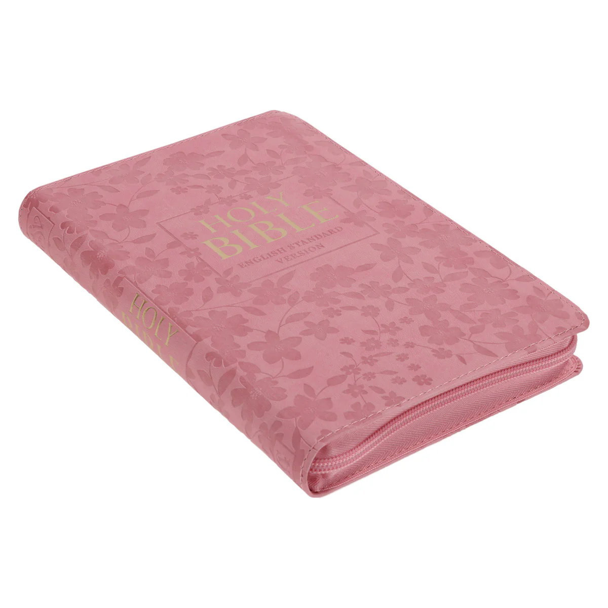 ESV Pink Floral Faux Leather Standard Bible with Zip - Image 3