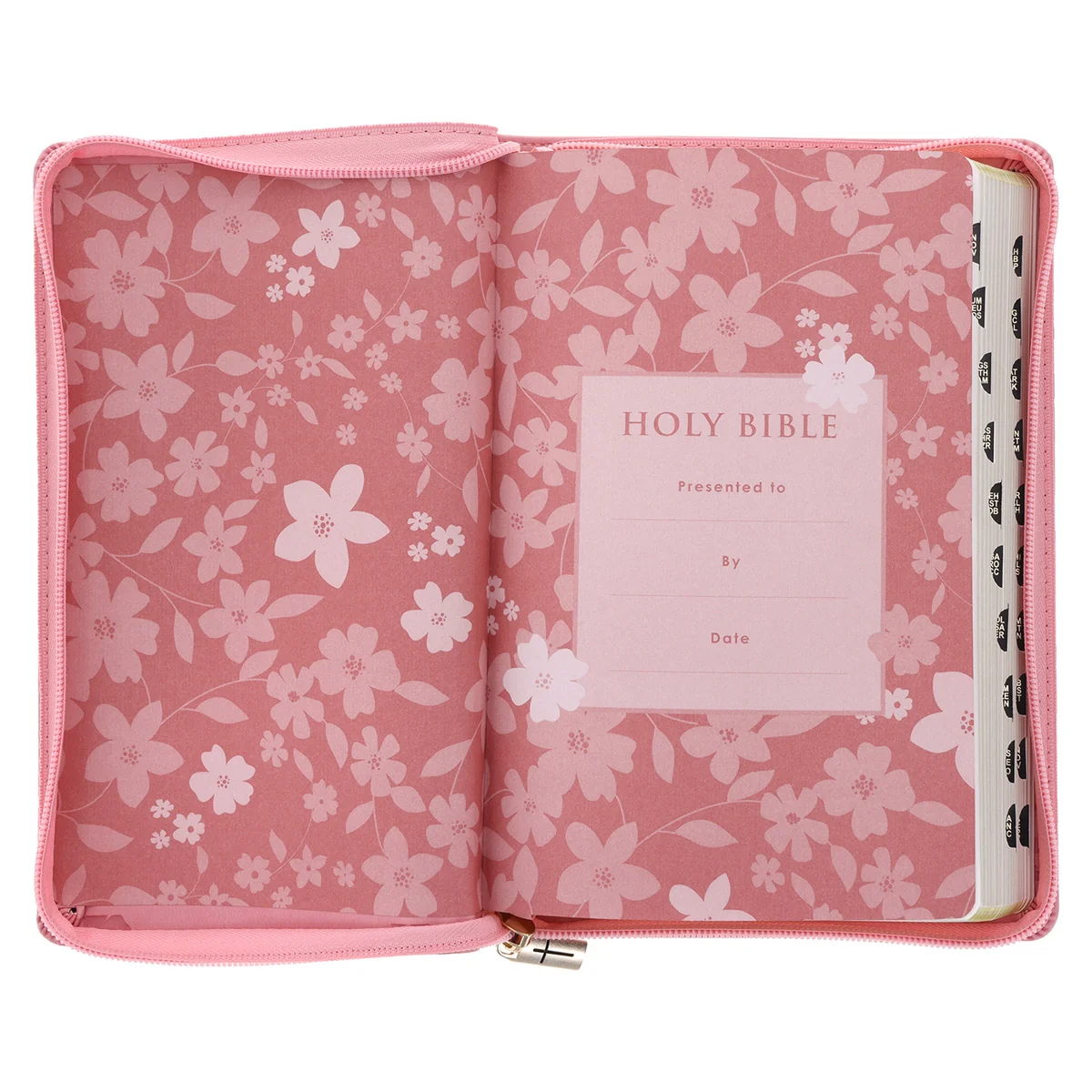 ESV Pink Floral Faux Leather Standard Bible with Zip - Image 4