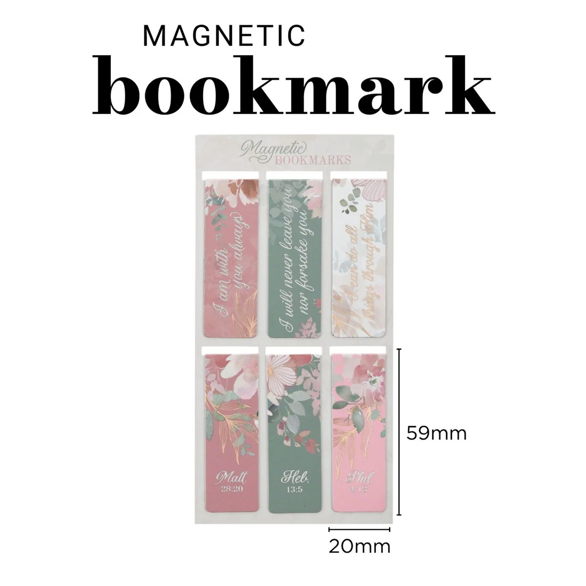 Foiled Floral Six-Piece Magnetic Bookmark Set - Image 3