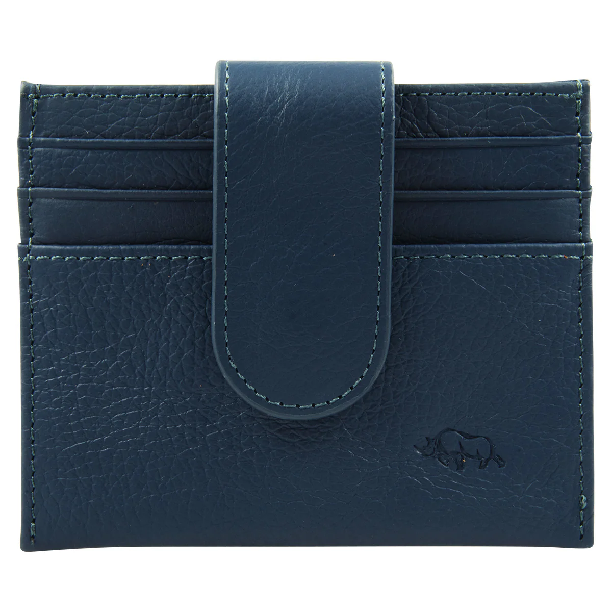 Genuine African Leather Blue Wallet With Clip Closure