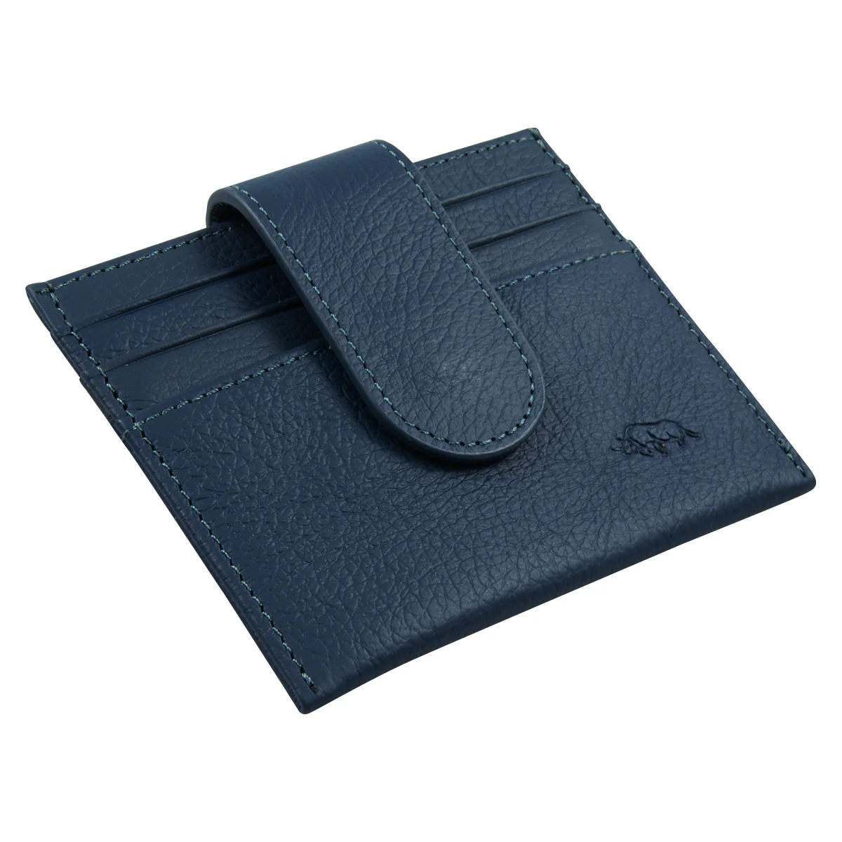Genuine African Leather Blue Wallet With Clip Closure - Image 3