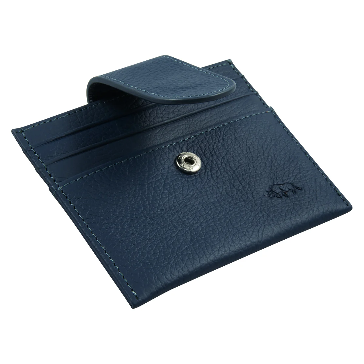 Genuine African Leather Blue Wallet With Clip Closure - Image 4