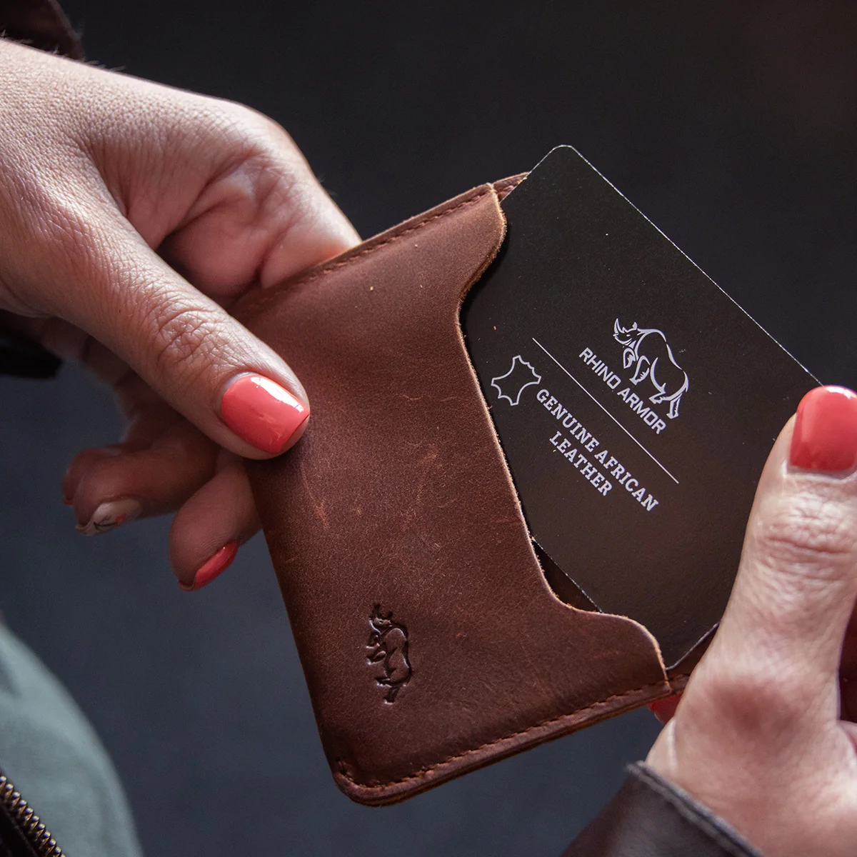 Genuine African Leather Brown Card Holder - Image 5