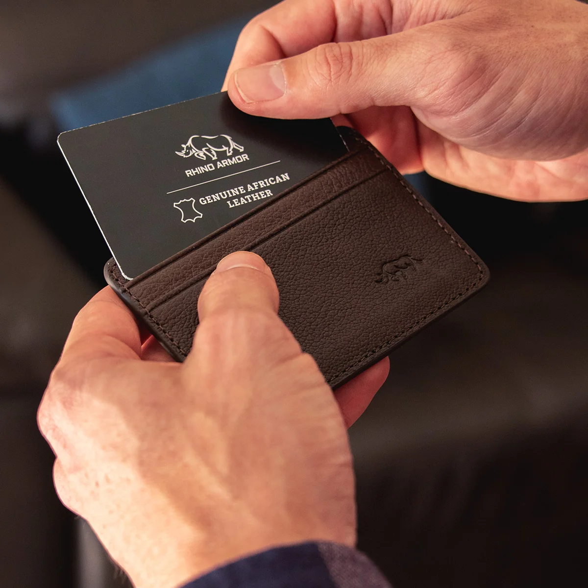 Genuine African Leather Dark Brown Card And ID Holder - Image 4