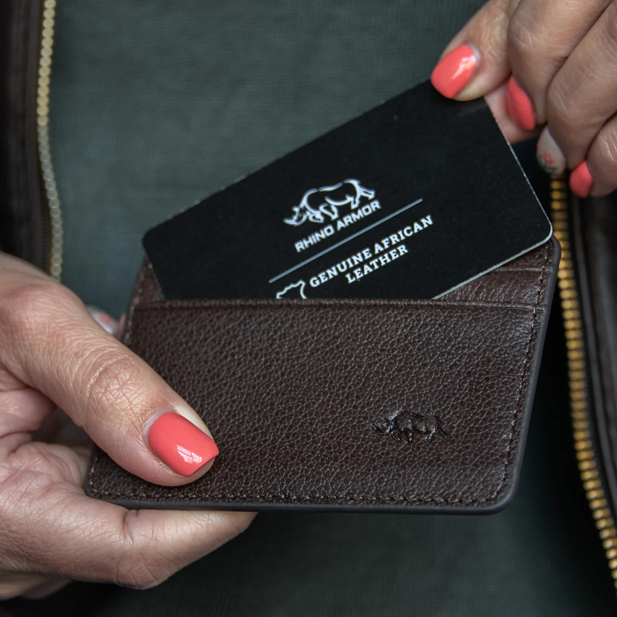 Genuine African Leather Dark Brown Card And ID Holder - Image 5