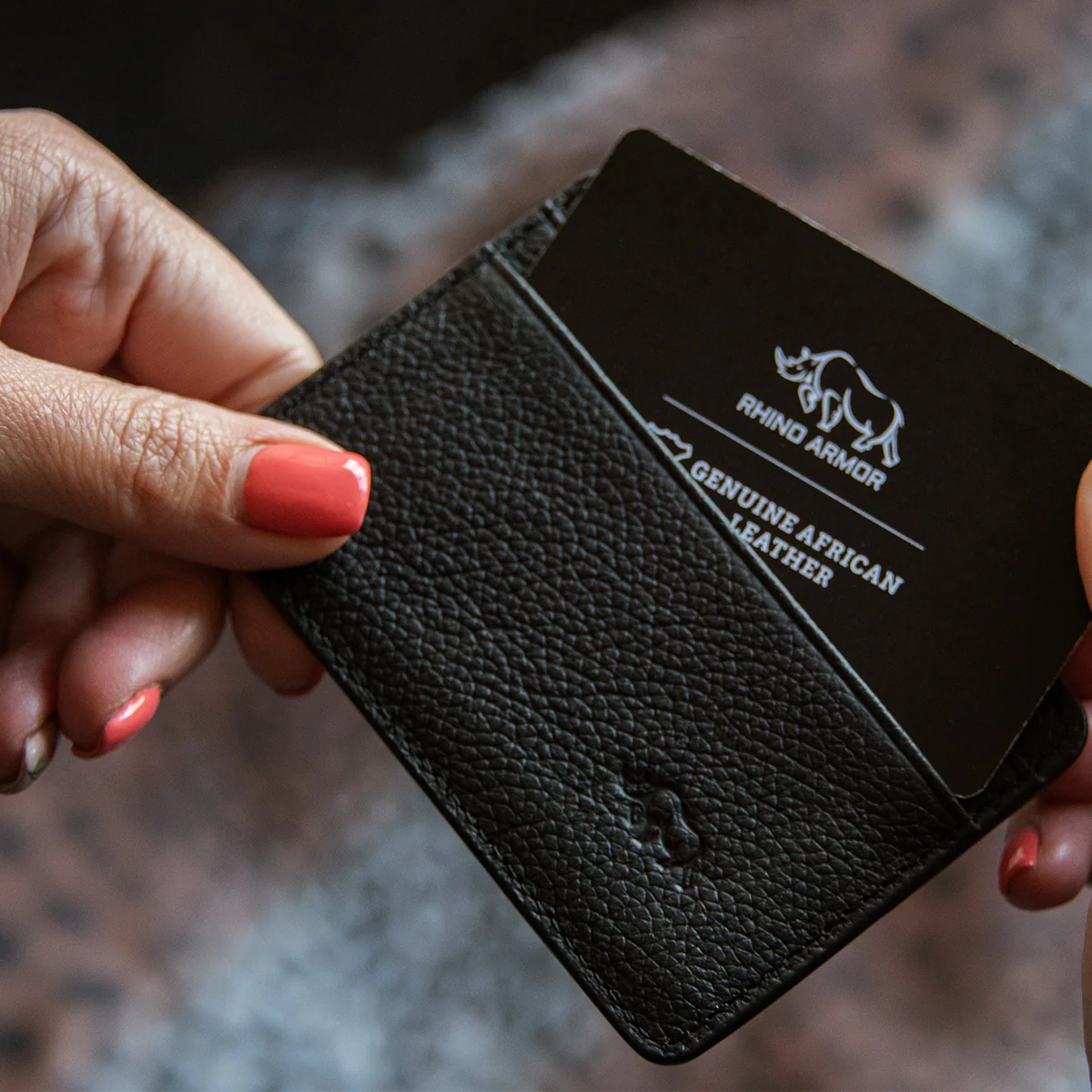 Genuine African Leather Matt Black Card And ID Holder - Image 5
