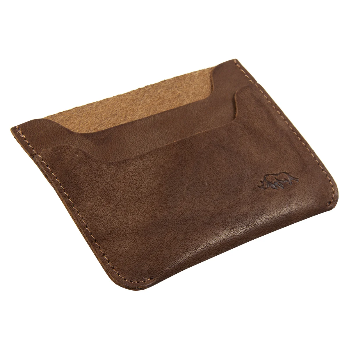 Genuine African Leather Medium Brown Card Holder - Image 3