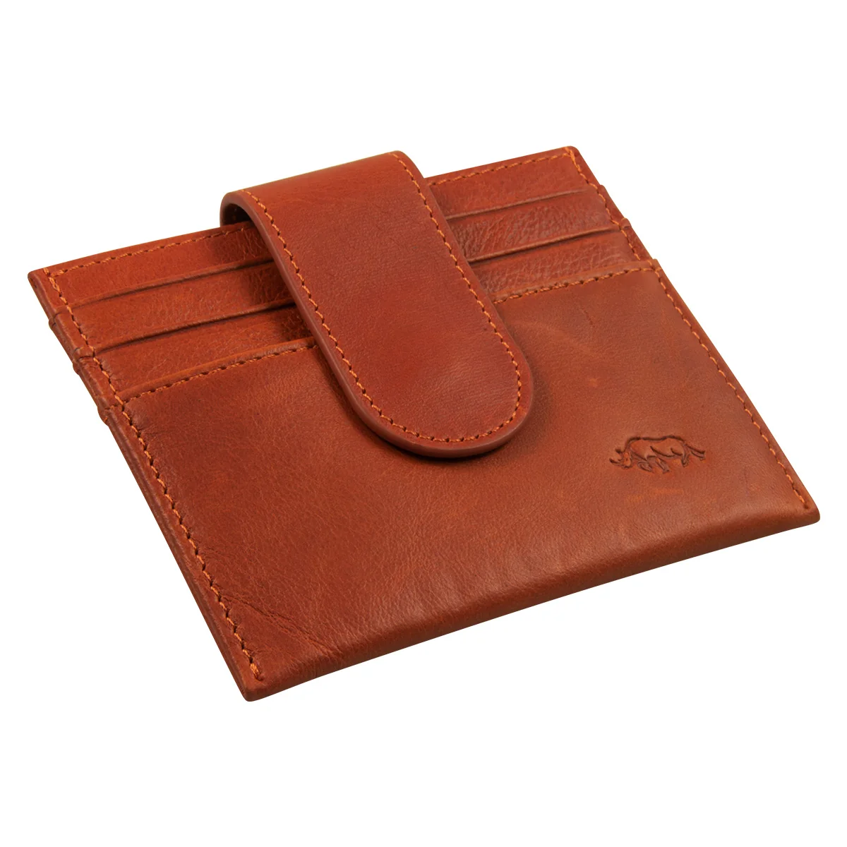Genuine African Leather Orange Wallet With Clip Closure - Image 3