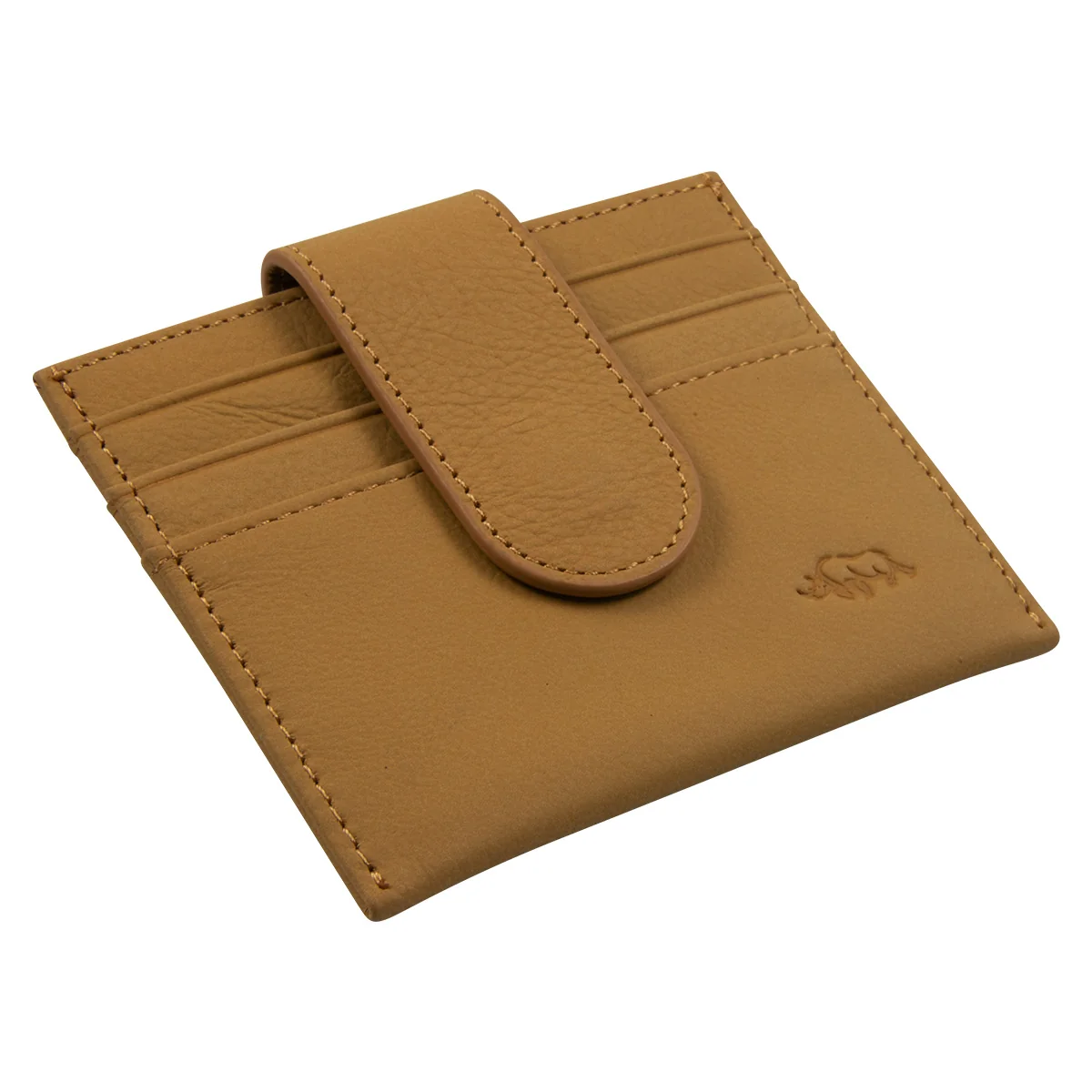 Genuine African Leather Tan Wallet With Clip Closure - Image 3