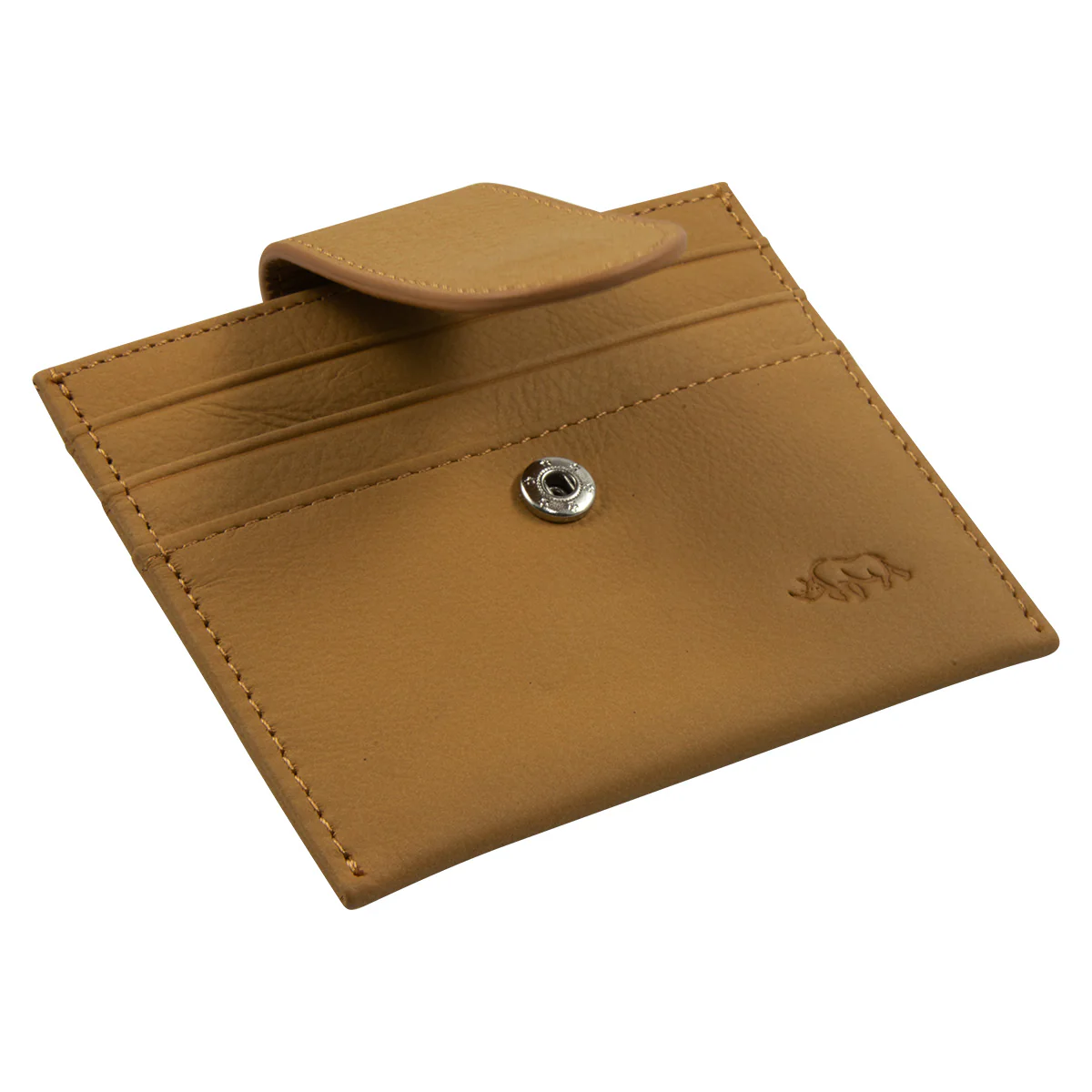 Genuine African Leather Tan Wallet With Clip Closure - Image 4