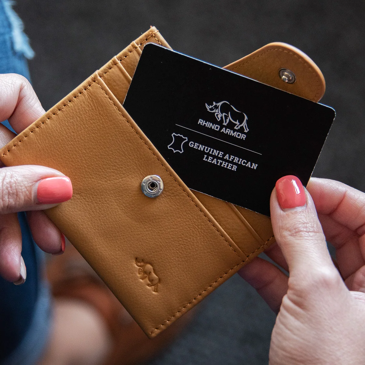 Genuine African Leather Tan Wallet With Clip Closure - Image 6