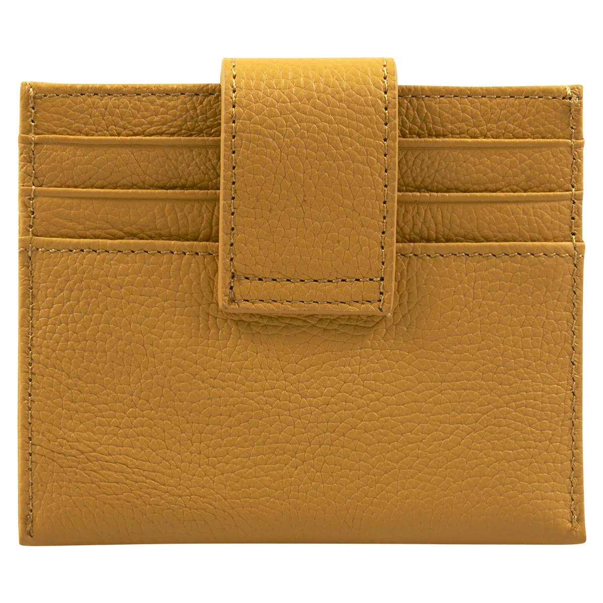 Genuine African Leather Yellow Wallet With Clip Closure - Image 2