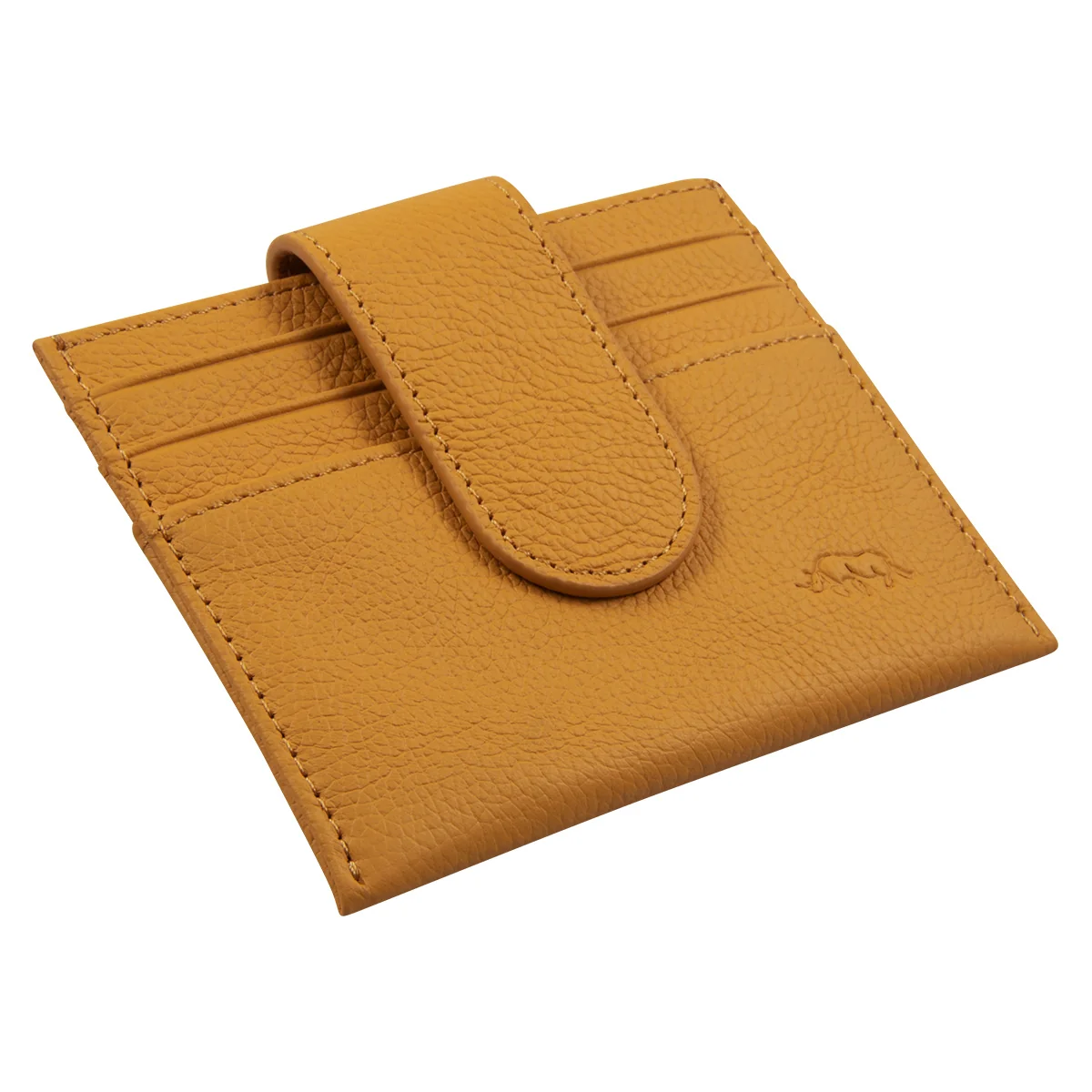Genuine African Leather Yellow Wallet With Clip Closure - Image 3