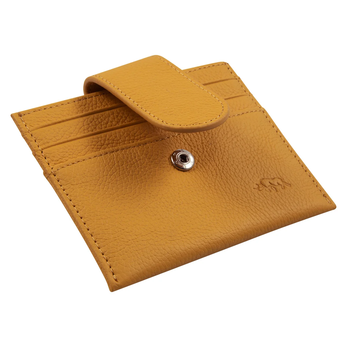 Genuine African Leather Yellow Wallet With Clip Closure - Image 4