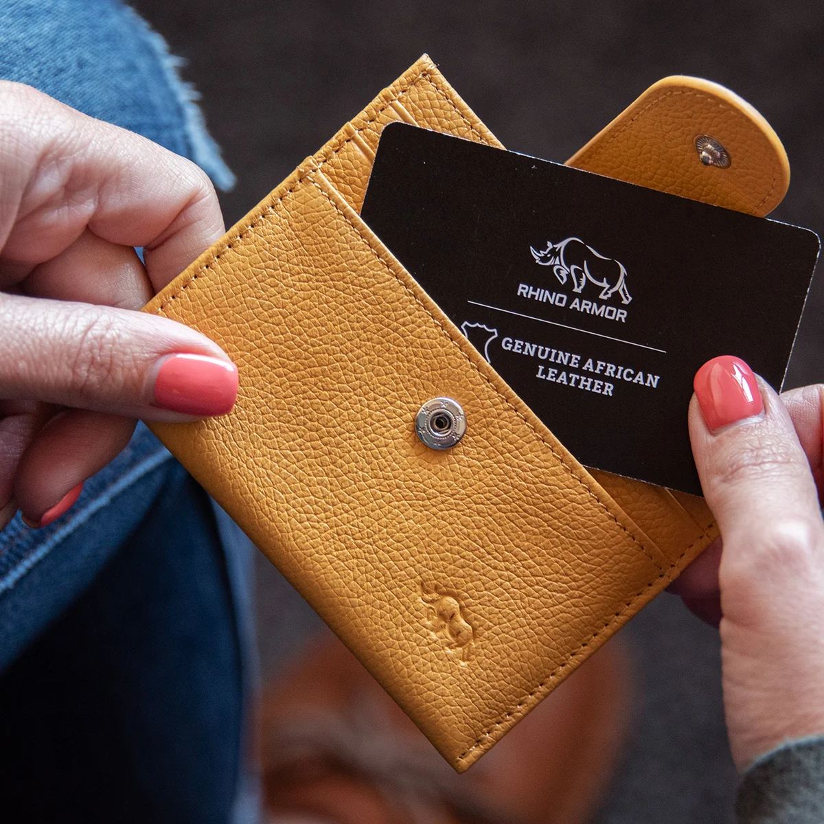 Genuine African Leather Yellow Wallet With Clip Closure - Image 6