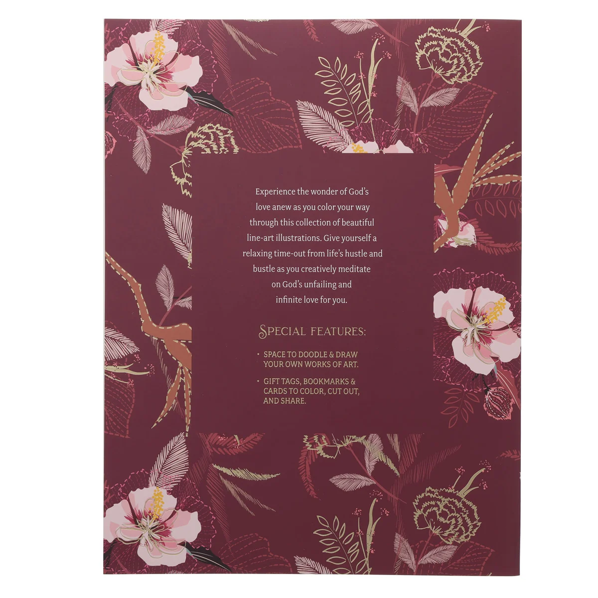 A Garland of Grace Floral Burgundy Coloring Book (Paperback) - Image 2